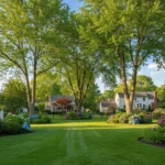Healthy trees and shrubs after professional tree care service in Harrisburg, PA.