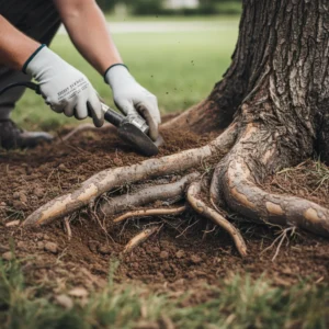 Tree care expert improving root health through soil treatment in Harrisburg, PA